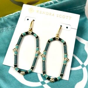 NWT - Kendra Scott- Essie Gold Open Frame Earrings in Sea Green Mix